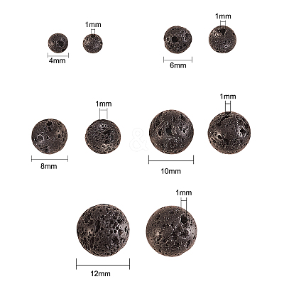 5 Style Natural Lava Rock Round Beads Strands G-CJ0001-52-1