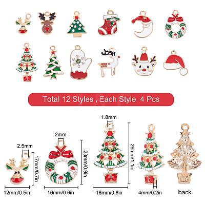 48Pcs 12 Style Alloy Enamel Pendants ENAM-SC0002-67-1