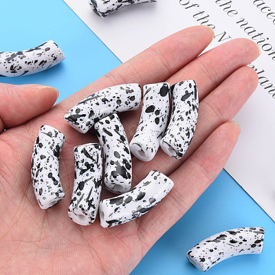 Opaque Spray Painted Acrylic Beads MACR-S372-001F-B04-1