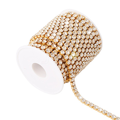 Brass Rhinestone Strass Chains CHC-TAC0005-03G-1