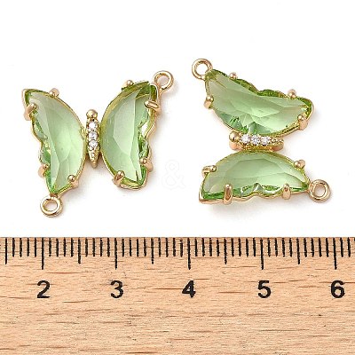 Brass Pave Faceted Glass Connector Charms X-FIND-Z020-04H-1