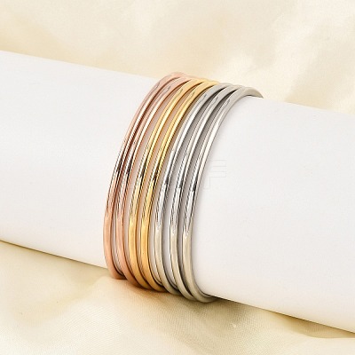 7Pcs 201 Stainless Steel Plain Bangle Sets for Women X-BJEW-L664-022C-M02-1