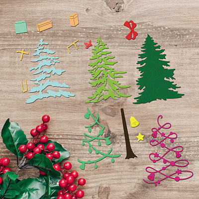 Christmas Tree Carbon Steel Cutting Dies Stencils DIY-WH0309-2394-1