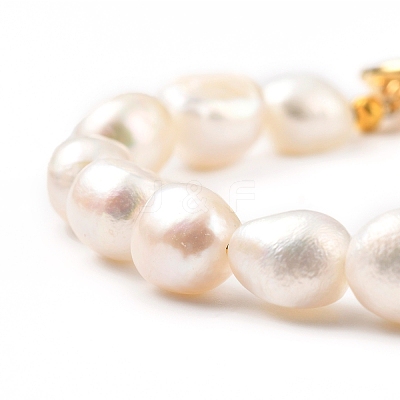 Natural Baroque Pearl Keshi Pearl Beaded Bracelets BJEW-JB05326-02-1