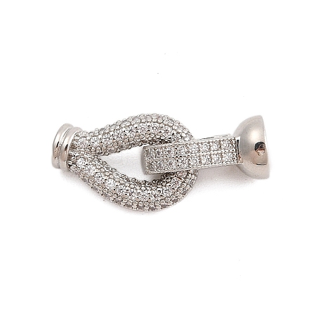 Brass Micro Pave Clear Cubic Zirconia Fold Over Clasps KK-C075-01P-1