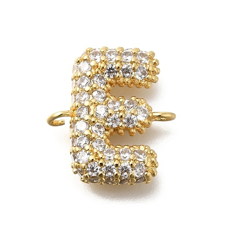 Brass Micro Pave Cubic Zirconia Letter Links X-KK-I717-04E-1