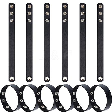 18Pcs PU Leather Snap Bracelets for Women Men BJEW-CY0001-13B-1