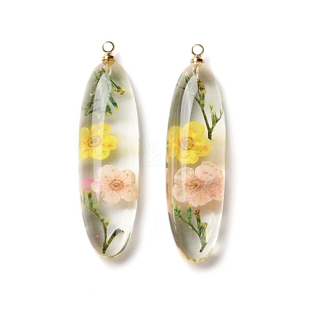 Inner Dried Flower Transparent Resin Pendants RESI-A043-01B-1