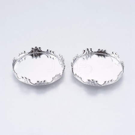 Tarnish Resistant 304 Stainless Steel Lace Edge Bezel Cups STAS-I097-061-25MM-1