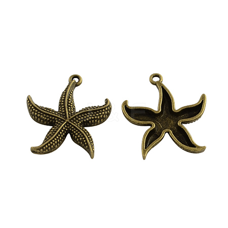 Tibetan Style Alloy Starfish/Sea Stars Pendants TIBEP-Q041-119AB-NR-1