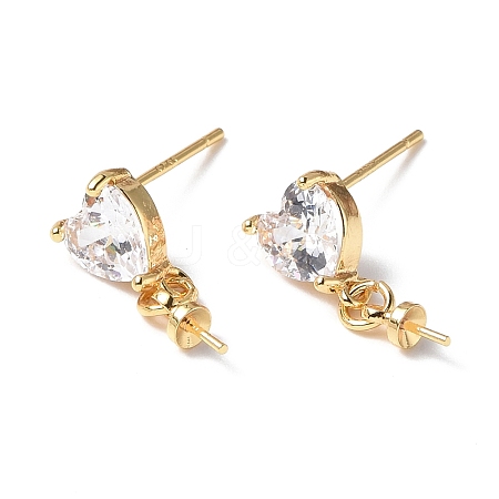 Brass Glass Rhinestone Stud Earrings Findings KK-B063-02G-01-1