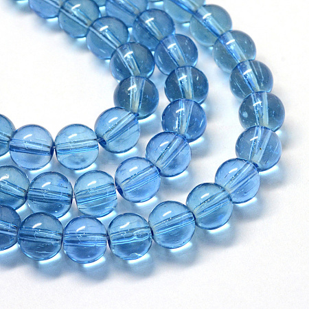 Baking Paint Transparent Glass Round Bead Strands DGLA-Q022-8mm-06-1