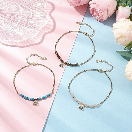 304 Stainless Steel Link Chain Anklets AJEW-AN00703-1