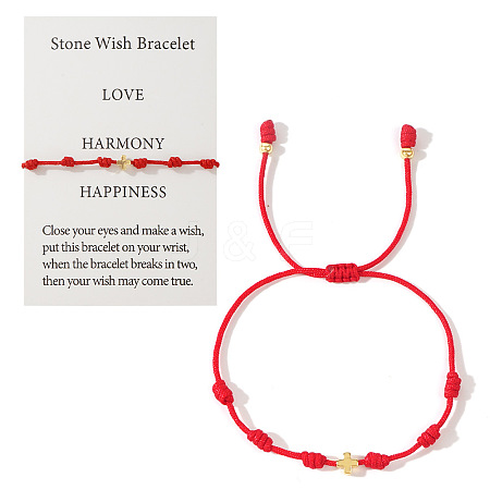 Adjustable Brass Bead Braided Bead Bracelets GN5772-2-1