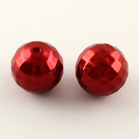ABS Plastic Imitation Pearl Faceted Round Beads MACR-S251-A60-1
