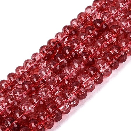 Crackle Transparent Glass Beads Strands GLAA-N074-02A-08-1