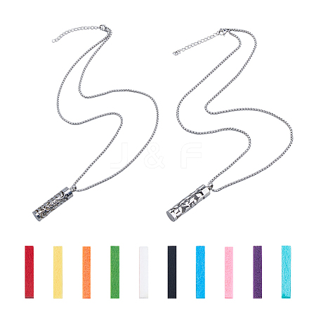 2Sets 2 Styles Hollow Perfume Bottle Pendant Necklaces NJEW-FI0001-64-1