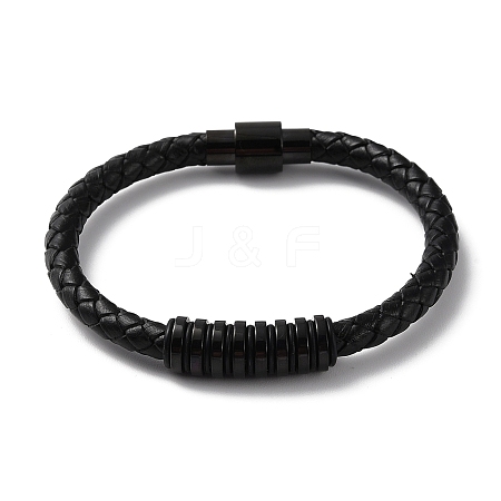 Leather Braided Round Cord Bracelet BJEW-F460-06EB-1