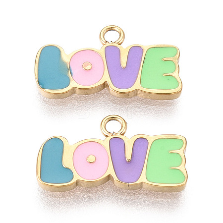 304 Stainless Steel Enamel Pendants X1-STAS-T068-02A-1