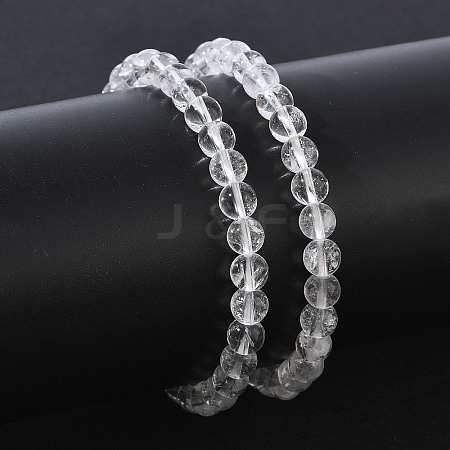 Natural Quartz Crystal Round Beaded Stretch Bracelets GG-CBA12F1-02B-12-1