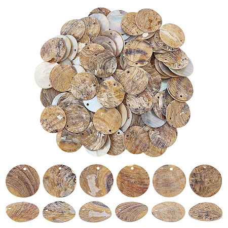 120Pcs Natural Akoya Shell Pendants SHEL-ME0001-01-1
