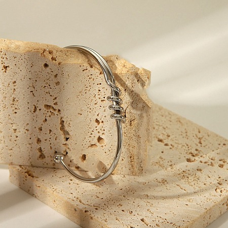 304 Stainless Steel Cuff Bangles for Women BJEW-C129-06P-1