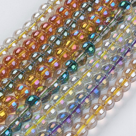 Electroplate Glass Beads Strands GLAA-K025-FR-10mm-A-1