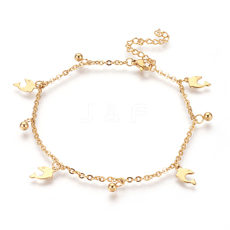 304 Stainless Steel Charm Anklets AJEW-O028-03G-1