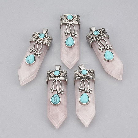 Natural Rose Quartz Pendants G-S292-05E-1