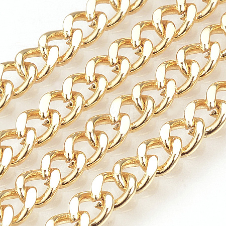 Brass Cuban Link Chains KK-T018-03G-1