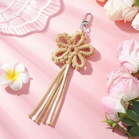 Flower Cotton Threads Pendants Decorations HJEW-TA00399-01-1