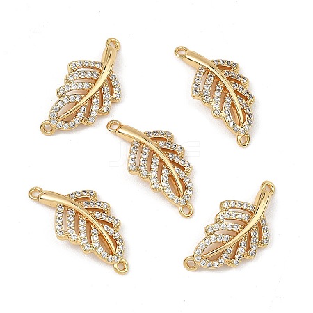 SHEGRACE Brass Micro Pave Clear Cubic Zirconia Connector Charms XGRQ3P311-600G-1