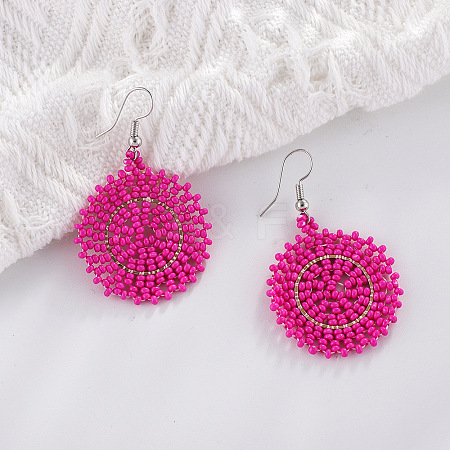 Glass Seed Braided Dangle Earrings for Women FIND-PW0024-16E-1