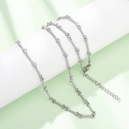 3.5MM 304 Stainless Steel Twisted Bar Link Chain Necklaces for Women Men NJEW-F365-01P-1