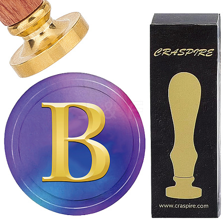 Brass Wax Seal Stamp with Wood Handle AJEW-WH0412-0297-1