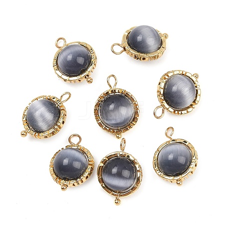 Rotatable Cat Eye Round Pendants KK-B157-37B-G-1