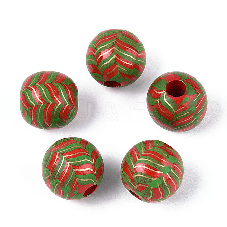 Spray Painted Schima Wood Beads WOOD-T032-36G-1