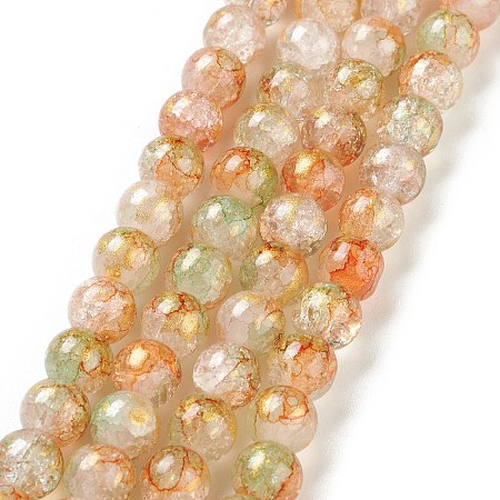 Baking Paint Crackle Glass Bead Strands DGLA-R053-05B-1