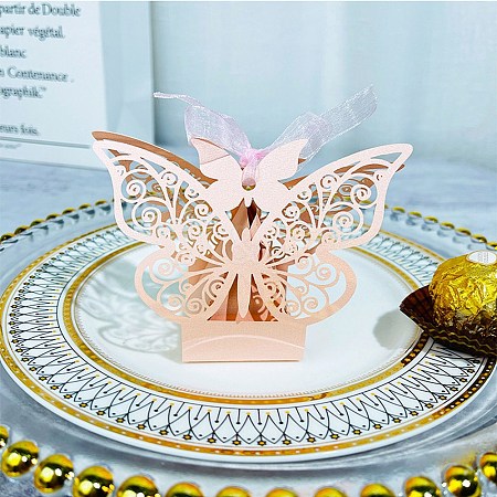European Style Hollow Butterfly Wedding Dress Paper Candy Gift Packaging Boxes LS-PW-WG3C104-05-1