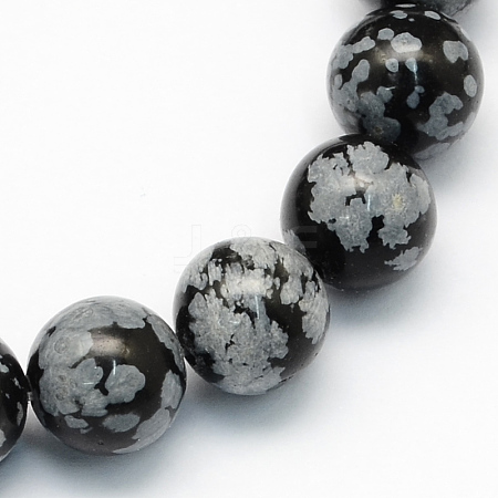 Natural Snowflake Obsidian Round Beads Strands G-S172-12mm-1