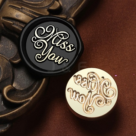 Miss You Wax Seal Brass Stamp Heads AJEW-M038-01E-G-1