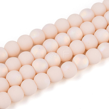 Frosted Opaque Glass Beads Strands GLAA-T032-P6mm-MBB09-1