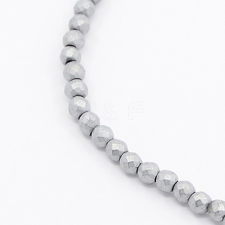 Frosted Electroplate Non-magnetic Synthetic Hematite Round Beads Strands G-N0014-2mm-20B-1