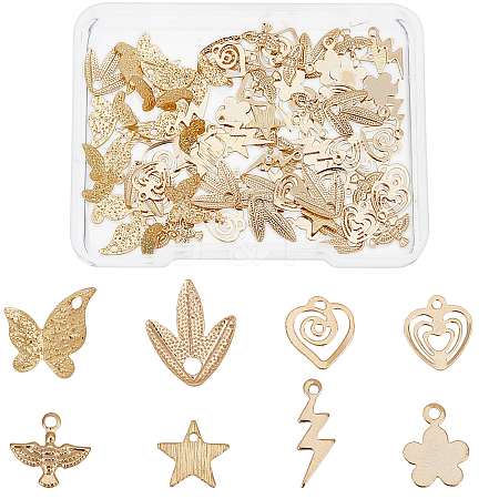 80Pcs 8 Style Brass Charms KK-FH0002-12-1
